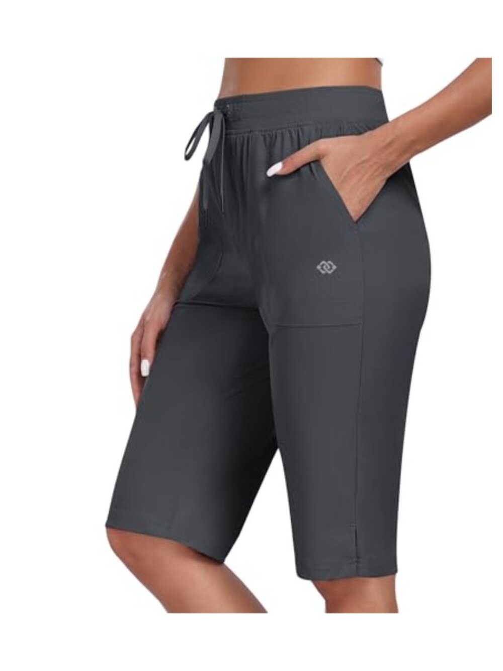 Women's 13" Long Athletic Hiking Shorts Quick Dry 3 Pocket Knee Length
